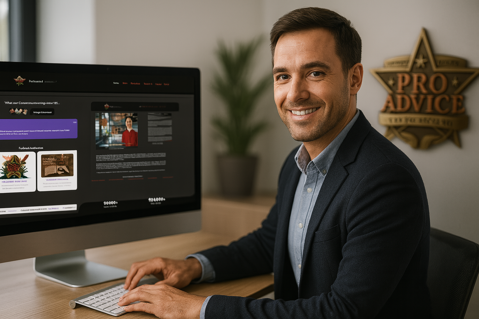 Web designer working on a site for Professional Advice LLC